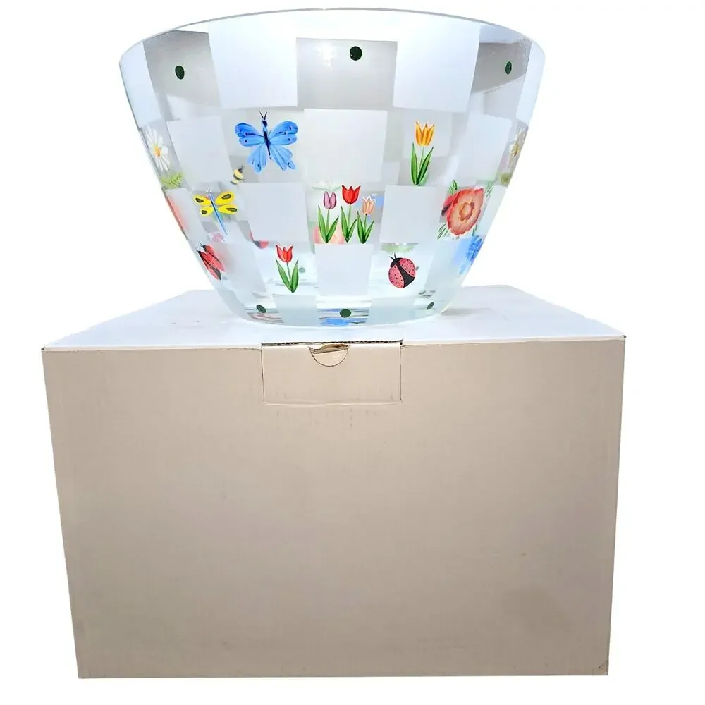 Lenox Natures Splendor Hand Painted Salad Bowl Floral Butterfly Romania NIB VTG